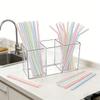 1pc Acrylic Straw Holder Box Kitchen Countertop Silverware Holder Plastic Storage Container for Spoon Fork Knife Utensils
