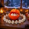 Cute Ghost Figurine Pumpkin Bucket with Mini Ghosts Halloween Candy Bowl Figurines Party Snack Holder for Farmhouse Home Table Centerpiece Desktop