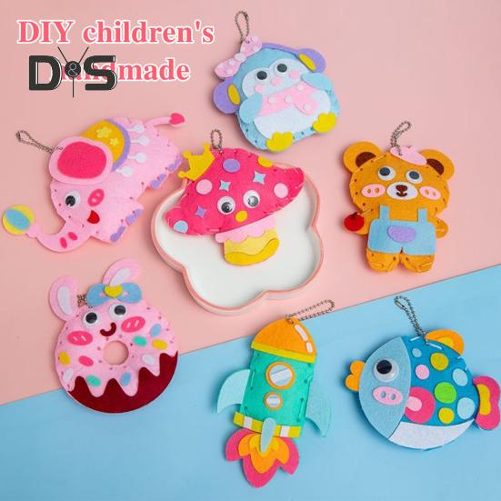 6Pcs/Set Kids DIY Doll Sewing Kit Handmade Non-woven Fabric Animal Plushie Stuffed Animal Craft Sewing Kit Beginner Toddlers Boys Girls Gift