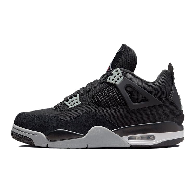 Air Jordan 4 Retro SE GS Черные парусиновые детские кроссовки Белый огненно-красный светло-стальной серый DV0553-006
