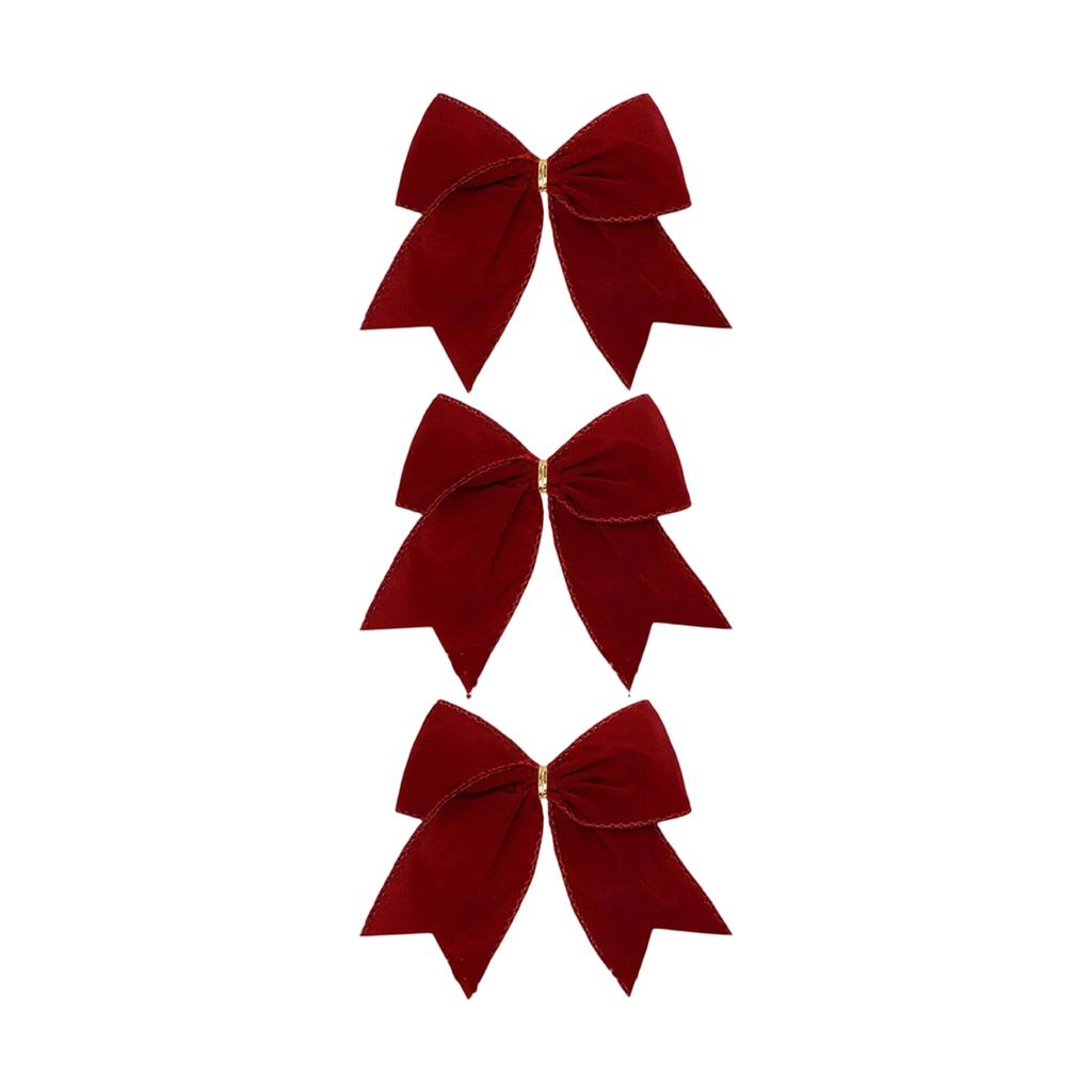 3pcs Christmas Bow Decorations, Fabric Christmas Tree Wreaths, Decorative Bow Decorations, Hanging Ornaments