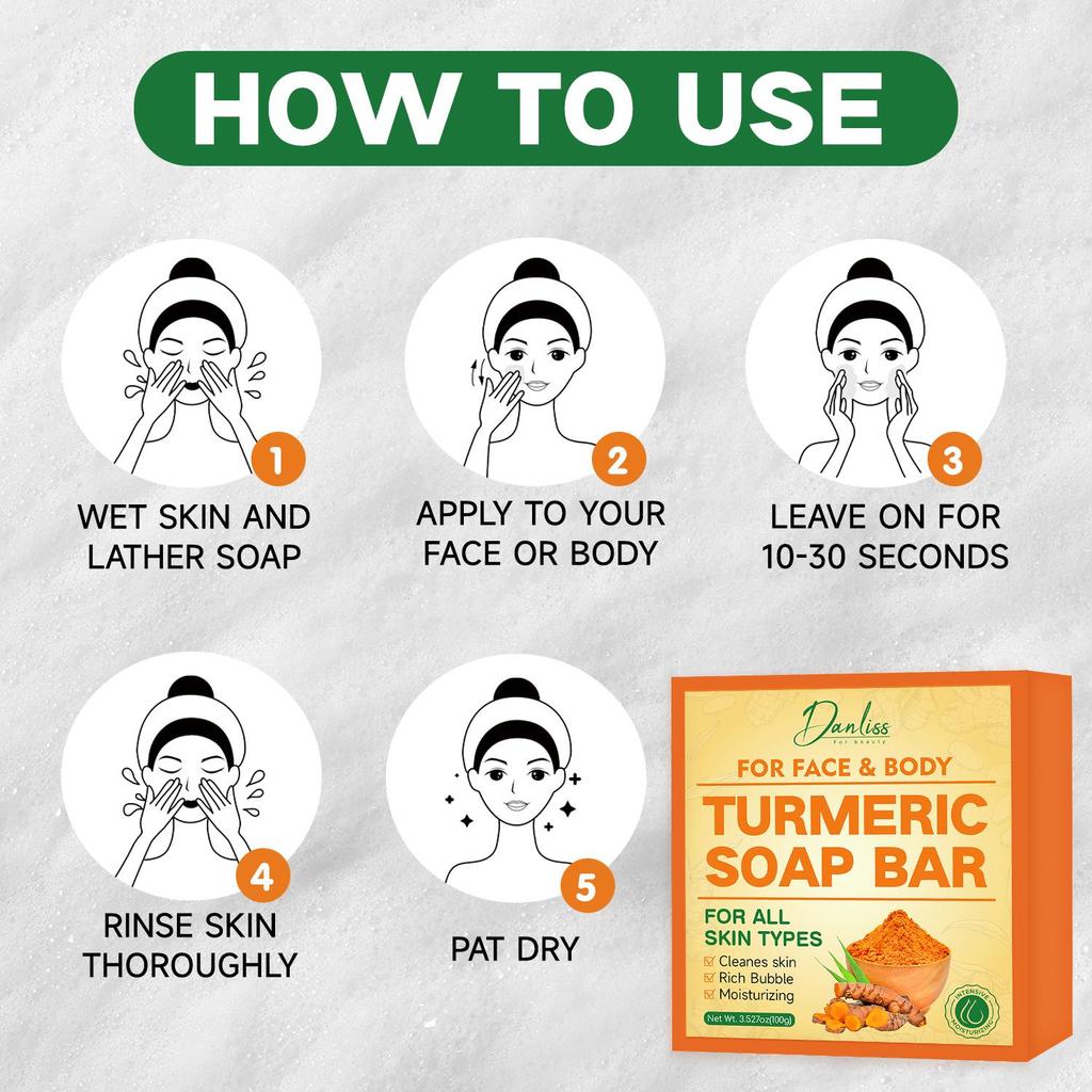 Мыло с куркумой - обильная пена для очищения, поддержания гладкости кожи и улучшения ее текстуры - нежная формула для всех типов кожи, 100 г