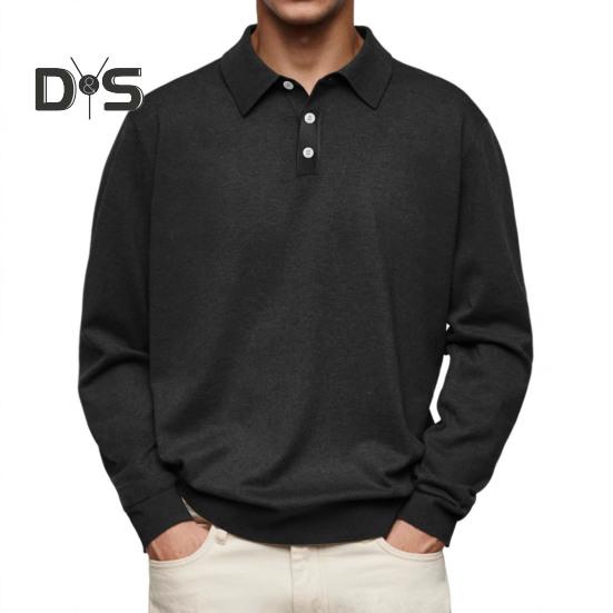 Мужская рубашка весна-осень с отложным воротником на пуговицах, свободный однотонный пуловер с длинными рукавами, повседневный формальный уличный топ для повседневной жизни, вечеринок, путешествий