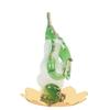 God Ganesh Sitting On Petal Statue (Murti) Idol Showpiece Handmade of Crystal Glass by for Worship, Decoration, Car Dashboard, Gift (Green), Small