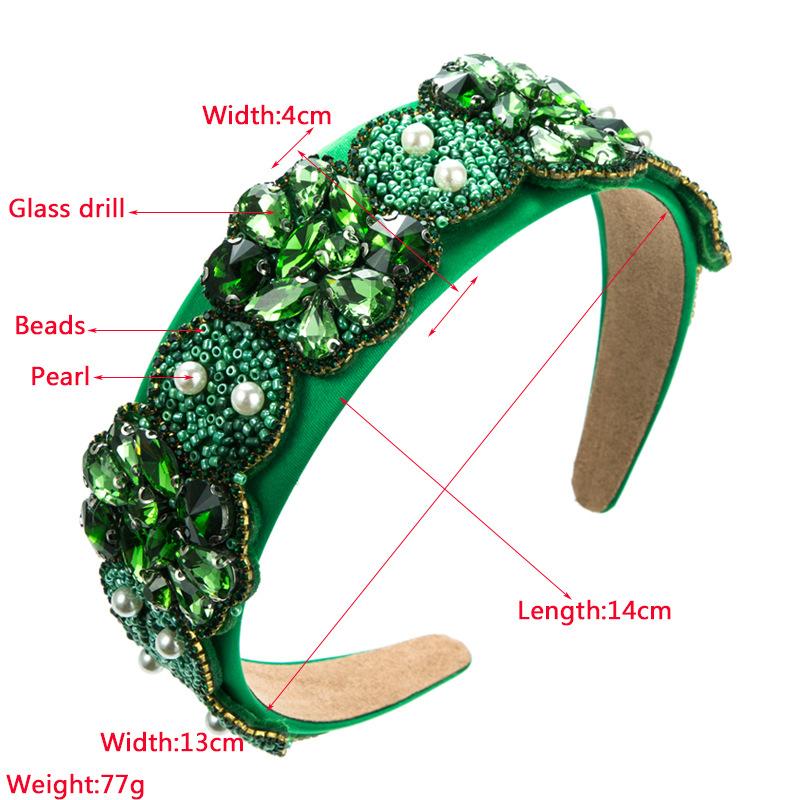 Женская повязка на голову с широким краем, жемчужным стеклом и кристаллами, байковая повязка на голову для шампуня, милый обруч для волос, красочный головной убор