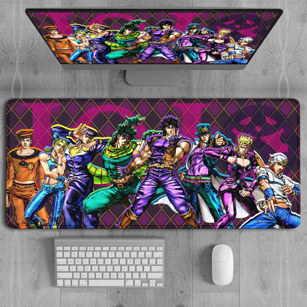 Коврик XXL с HD-печатью JOJO Bizarre Adventure Коврик для мыши Коврики для клавиатуры Геймерские Нескользящий коврик для мыши Аниме Игровые Аксессуары для ПК Настольный коврик