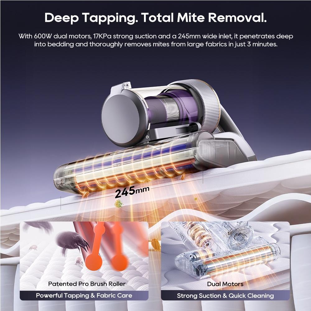JIMMY BX8 Pro Mattress Vacuum Cleaner – 17 kPa suction, 65°C graphene heating, UV mite elimination, aroma diffusion