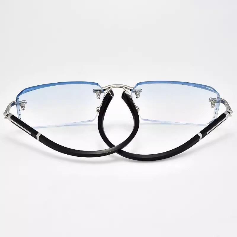 Frameless fashion business men and the elderly, ultra-light anti-blue light, high-end middle-aged and elderly reading glasses, diamond trimmed old gla