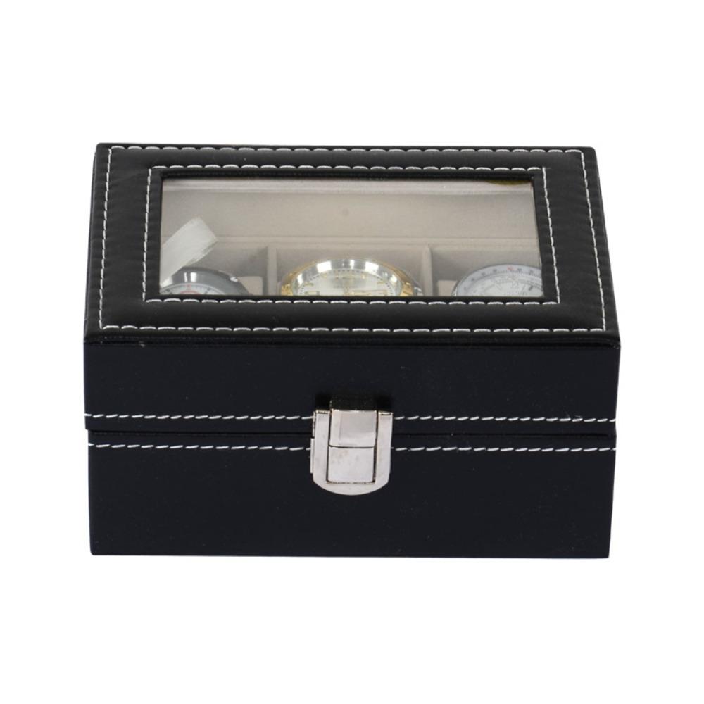 PU Leather Watch Box Black Watch Storage Box Luxury Watch Display Box