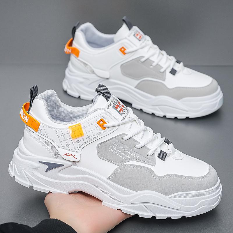 Новая весенняя мужская обувь Модная повседневная обувь Мужская спортивная обувь Трендовая универсальная кожаная обувь на толстой подошве