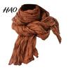 Unisex Scarf Women Solid Color Pleated Long Retro Autumn Vintage Inspired Winter Warm Soft Accessory