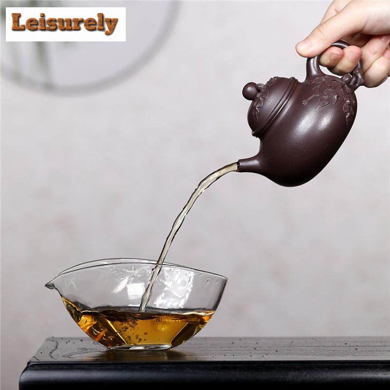 240 мл ретро-чайники из фиолетовой глины Исин, чайник ручной работы Open Sky, чайник для замачивания чая из необработанной руды, фиолетовая грязь, чайный набор Zisha, коллекция подарков