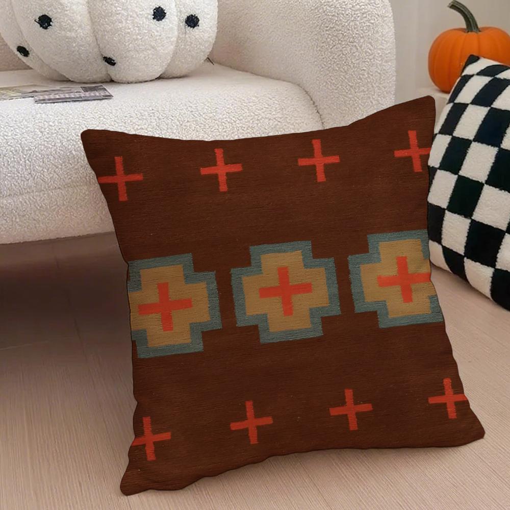 Vintage Turkish Kilim Navaho Tribal Textile Art Cushion Cover Throw Pillow Cover Hidden Button Durable Polyester Chair Cushion
