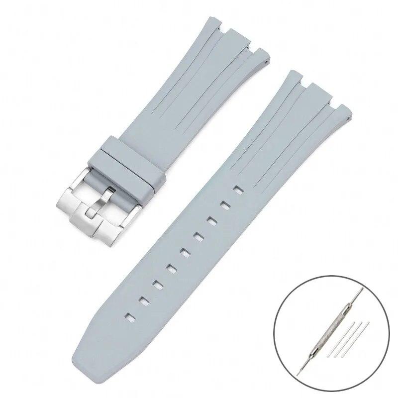 Ремешок из фторкаучука для Audemars Piguet Royal Oak 15400 15500 26331, мужской мягкий ремешок с пряжкой-бабочкой из FKM, сменный ремешок для часов AP 26 мм