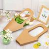 10pcs Kraft Paper Flower Bouquet Decoration Packaging Bags with Handles, Simple Brown Kraft Paper Hand-Hold Flower Bouquet Bags for Wedding Flower