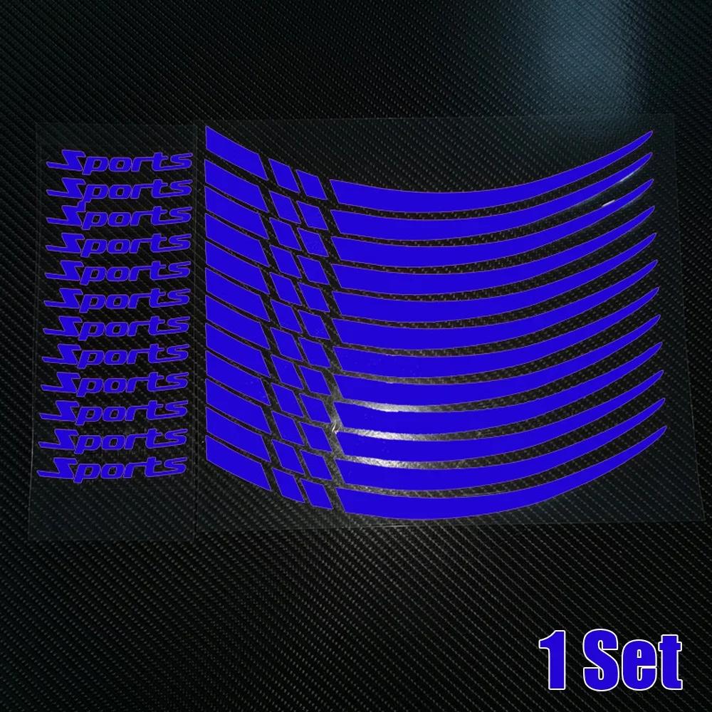 12pcs Car 18-21in Rim Protective Decal Tape Wheel Reflective Warning Strip Tire Sports Styling Decoration Sticker Accessories