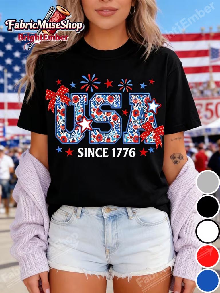 Preppy 4th of July Shirt Coquette USA Shirt Patriotic Shirt Retro 4th of July Shirt Girly USA Shirt Shirt Independence Day