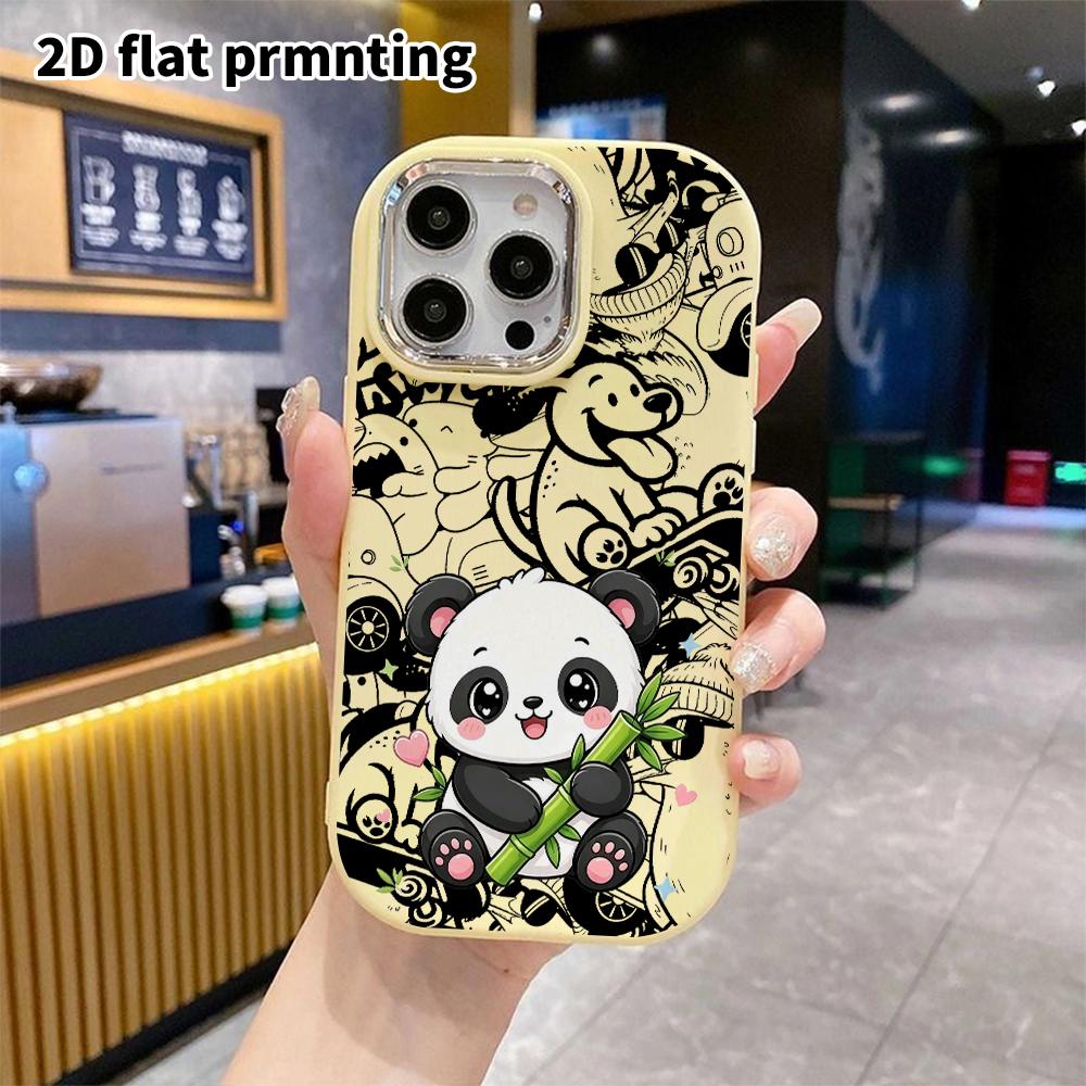 Phone case: 2D flat design, fits iPhone 18 17 16 15 14 13 Pro, cute panda, perfect Christmas and Halloween holiday gift