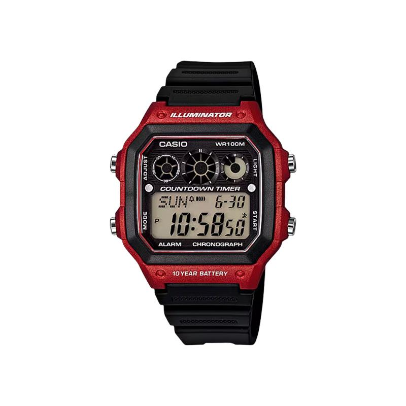Casio Индивидуальные часы модифицированная серия мода спорт классика ретро красный маленький квадрат водонепроницаемые 100 метров Кварцевые такие же AE-1300WH-4A