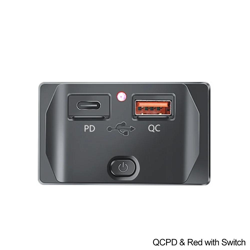 Автомобильное зарядное устройство QC 3.0 USB PD Type C, быстрое зарядное устройство 12 В-24 В с переключателем, светодиодная розетка, быстрая зарядка для мотоцикла, автофургона, Boa