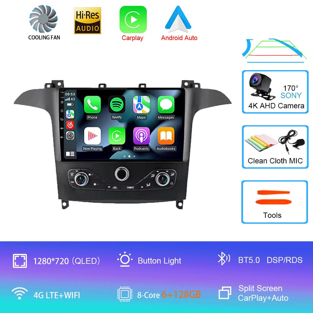 Android 14 Для Ford S MAX S-MAX 2006-2015 Для FORD GALAXY 2014 Автомагнитола GPS Carplay Мультимедийный плеер Навигация Стерео DSP DVD