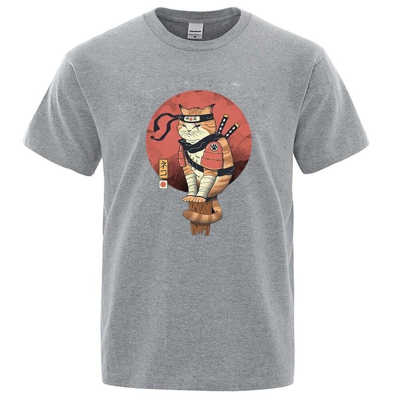 Mens High Quality Tshirt 100cotton Loose Short Sleeve Funny Knife Cat Print Loose Summer Men Tshirt Cool Tshirt Men Tees