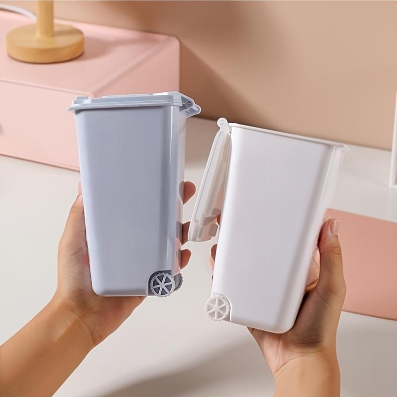 Xiaomi 1 шт. Мини настольная мусорная корзина на колесиках с крышкой, ручной подъем, пластиковый органайзер для ручек, креативный многоцелевой бытовой органайзер для хранения