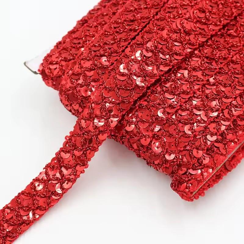 2/5/10M Sequin Lace Braided Band Decoration Ribbon for Clothes Not Elastic Trim Cosplay Dance Dress Wedding Sewing Accessories