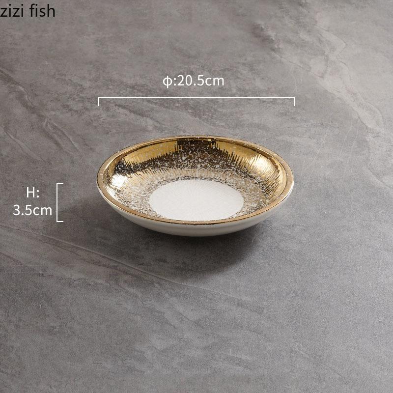 Creative Circular Ceramic Dinner Plate Thick Soup Plate Dessert Plate Salad Plates Pasta Plates Restaurant Specialty Tableware