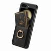 D2 For Samsung Galaxy Z Flip7 FE 5G/Z Flip6 5G Case Card Slot Leather+PC Retro Phone Cover Ring Holder Kickstand