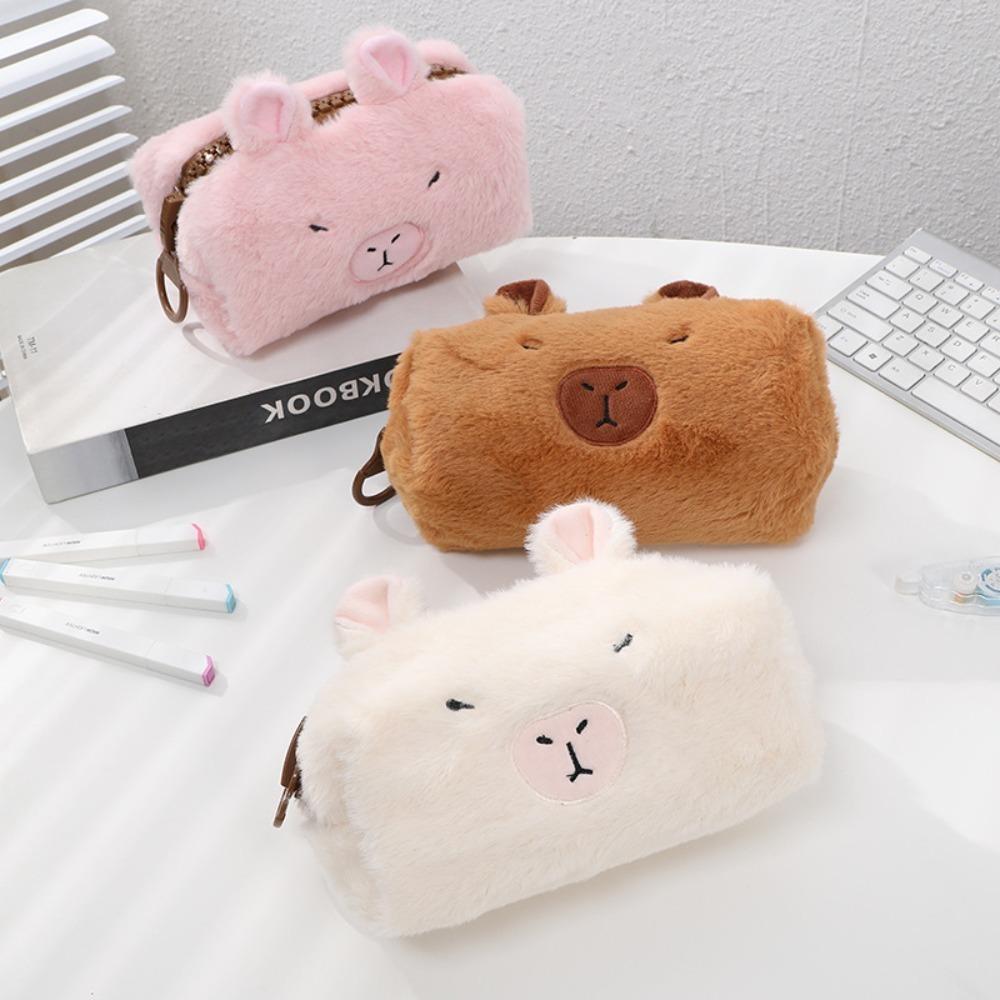 Zipper Capybara Plush Pencil Case Animal Capybara Plush Pencil Pouch  Student