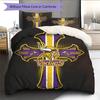 Minnesota Vikings Pattern Bedding Quilt Set  Home Decoration  Gift (1 * duvet cover + 2 * pillowcase  without core)