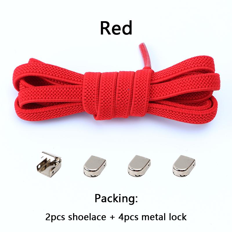 NO.8 4Pcs Metal Buckles No Tie Shoelaces Elastic for Sneakers One Size Fits All Adult Kids Quick Laces Lazy Sport Rubber Shoestrings