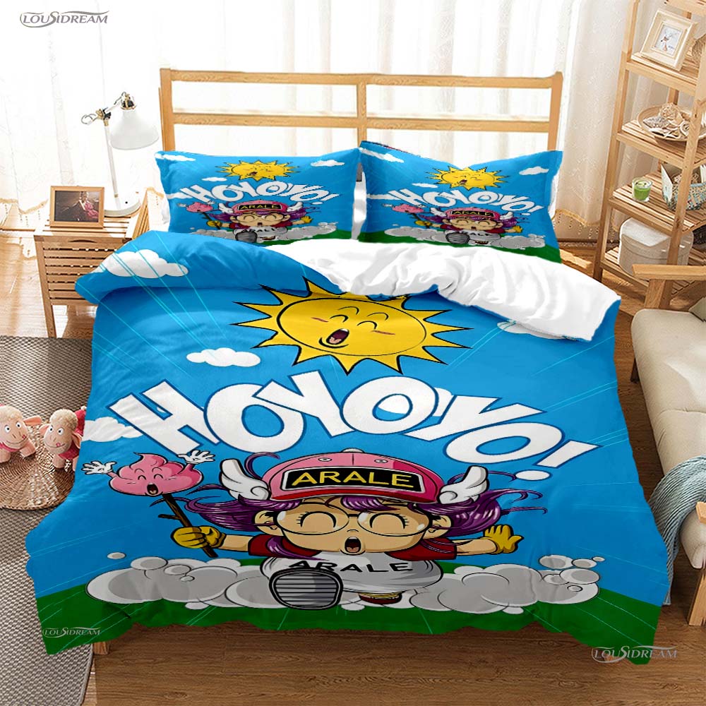 DR Slump Arale Аниме Пара Все Сезоны Пододеяльник Одеяло Комплект Постельного Белья Мягкий Чехол для Одеяла и Наволочки Односпальный/Двуспальный/Евро/Кинг
