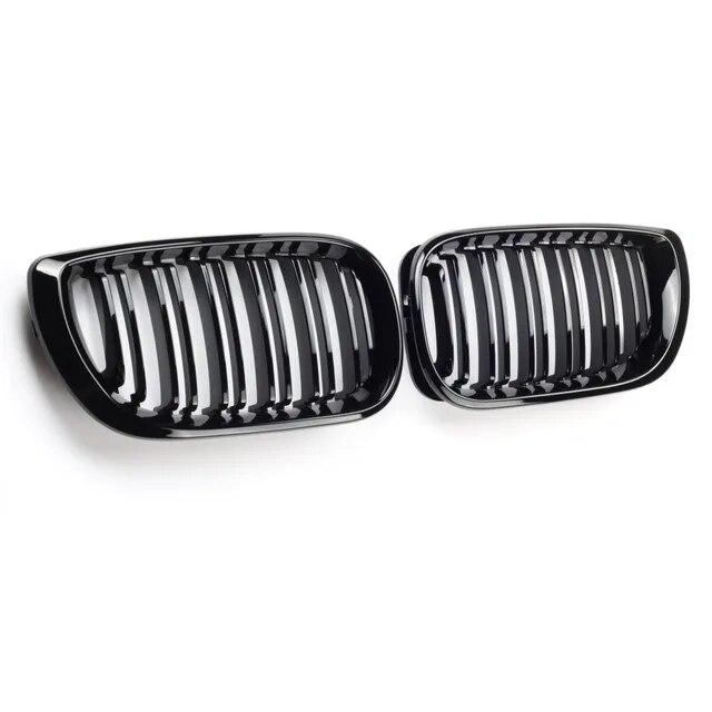 1 пара автомобильных передних решеток для почек, глянцевая черная двойная решетка для капота для BMW 3 серии E46 2002-2005, гоночная решетка, замена автомобиля