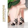 Fashion Women Summer High Heel Sandals Fashion Open Toe Thick Sole Roman Shoes Back Zipper