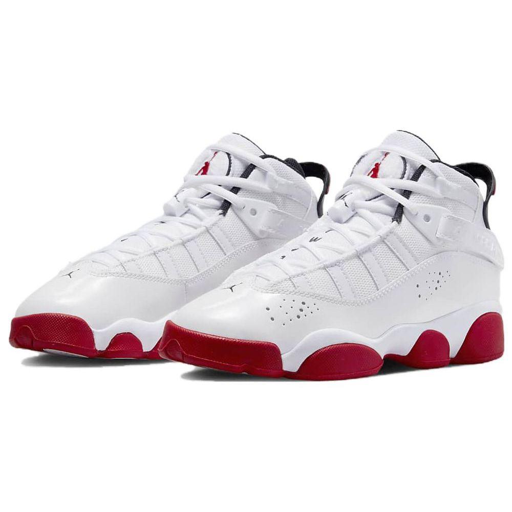 Кроссовки Air Jordan 6 Rings GS Белые Университетский красный Детские Черные 323419-160