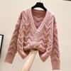Женский вязаный кардиган Sweet Pearl с v-образным вырезом, женские осенние и зимние универсальные короткие вязаные топы
