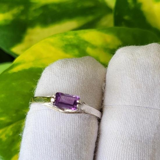 Кольцо из серебра 925 пробы с натуральным фиолетовым аметистом, 7,5 долл. США, подарочное кольцо