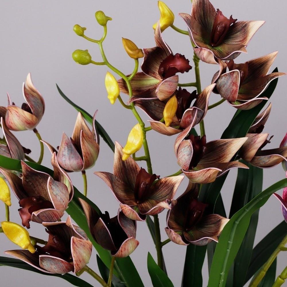 Artificial Cymbidium Fake Cymbidium Flowers Magpie Orchid Faux Flowers Home Office Decor