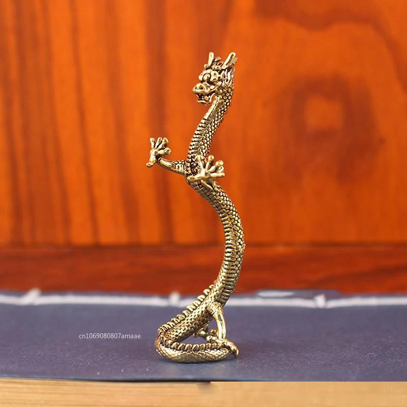 Brass Chinese Dragon Standing Ornaments Crafts Zodiac Dragon Statue Long Dragon Decoration Home Desktop Decorations