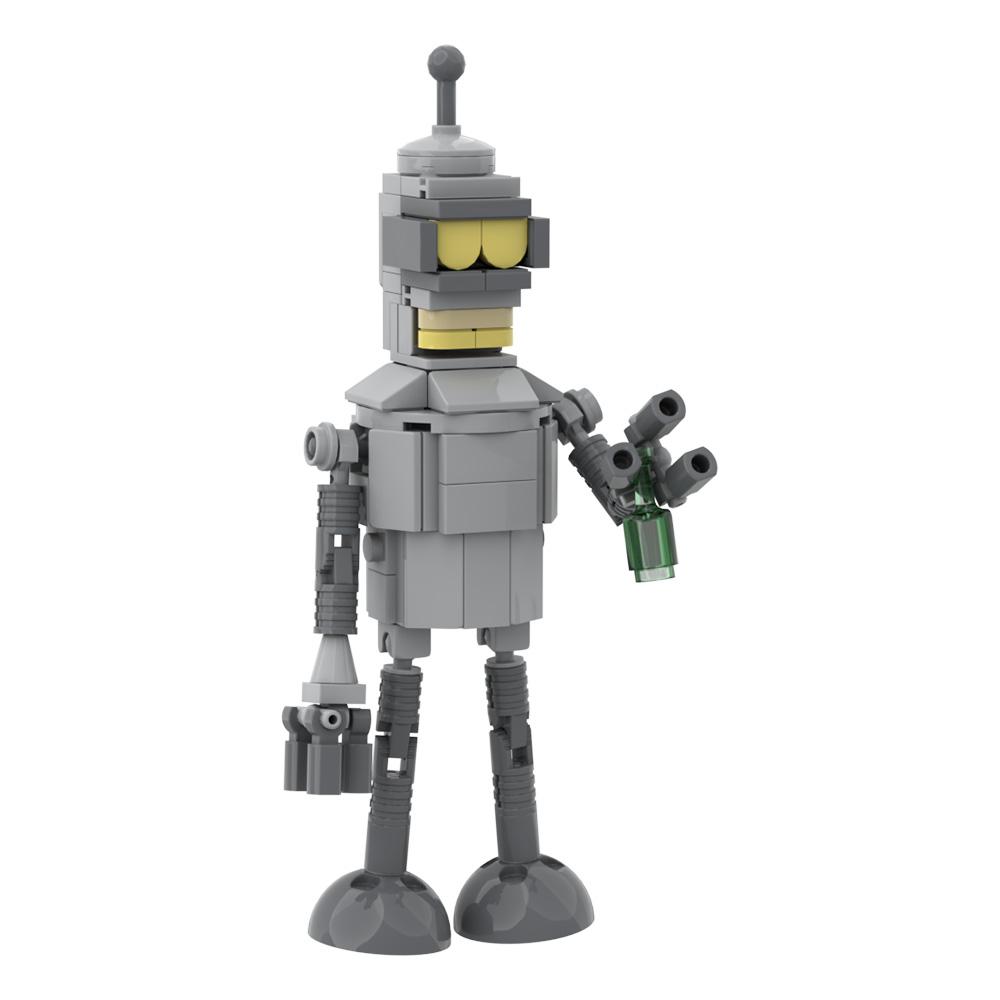 MOC Futurama Bender Robot Model Building Blocks Animation Action Figure Furious Robot Creative Design Brick Toy Gift