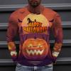 Spring Autumn Plus Size Men's 3D Digital Printed Top Halloween Night Long Sleeved T-shirt Men's Casual Loose T-shirt