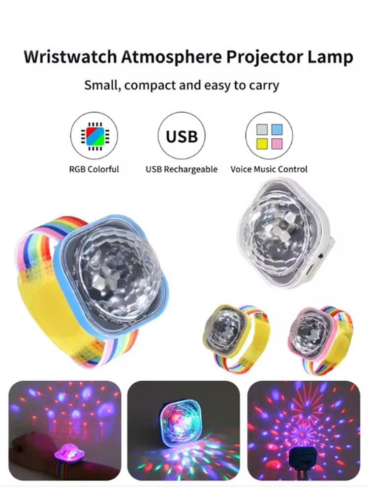 RGB Носимый Диско Сценический Свет USB Звуковое Управление Светодиодный Наручный Свет с Цветным Миганием для Детской Вечеринки KTV Бара Домашнего Декора