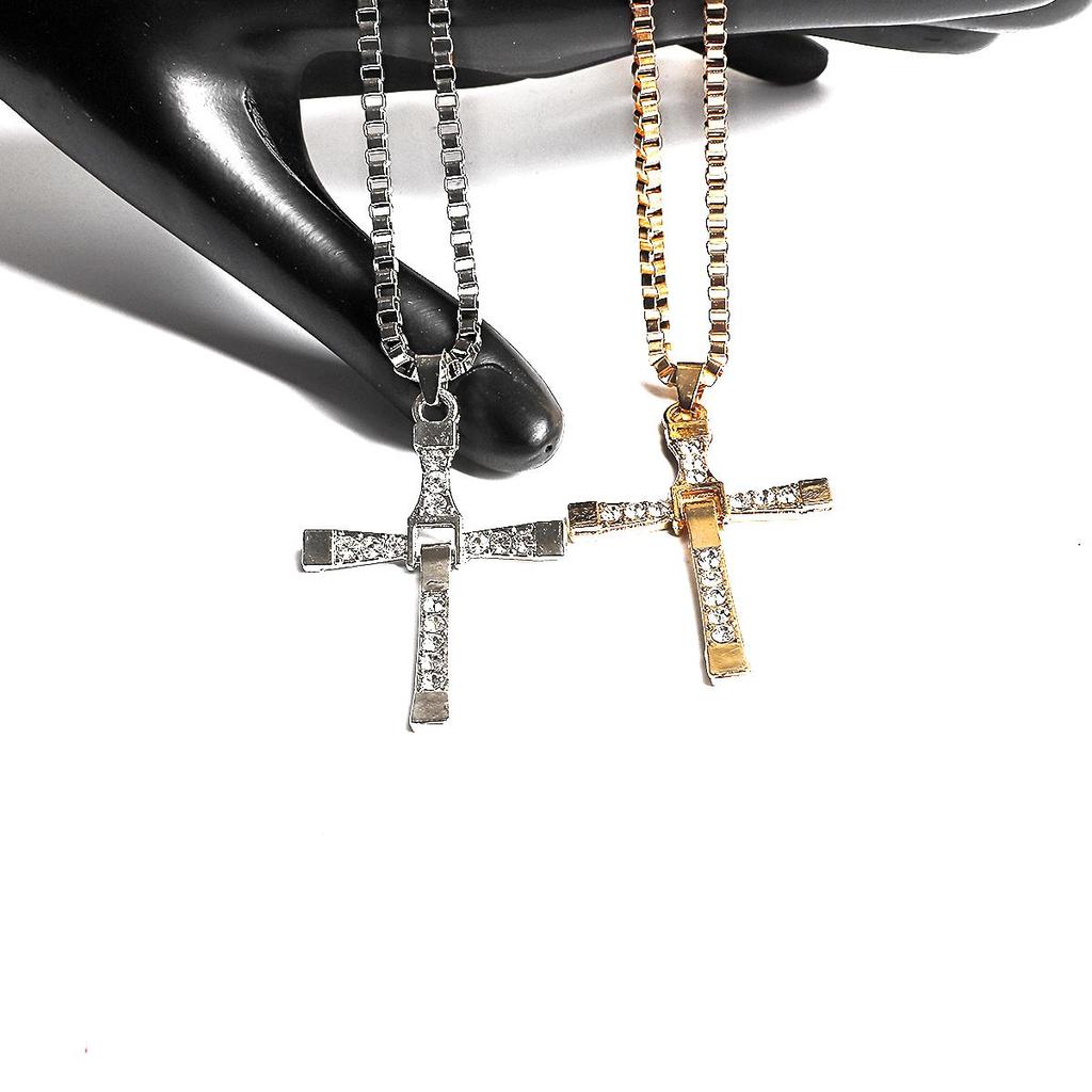 New Hot Style Men Fashion Jewelry Gifts The Fast and the Furious Toretto Cross Charms Necklace Long Necklaces