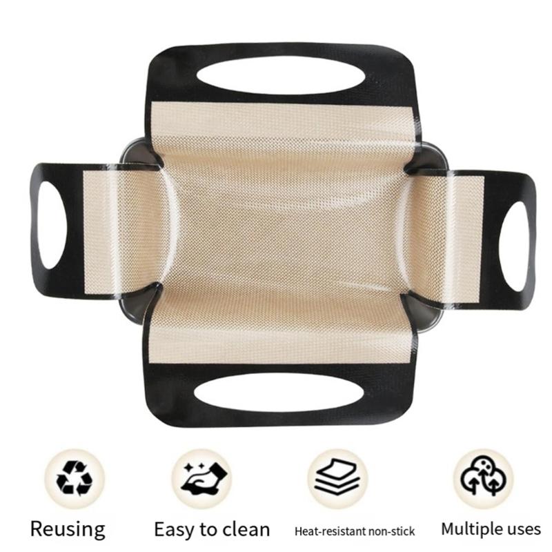 2Pcs Nonstick Silicone Baking Mats Heat Resistant Bread Slings Lifter Loaves Pan Liner Multipurpose Dough Transfer Tool