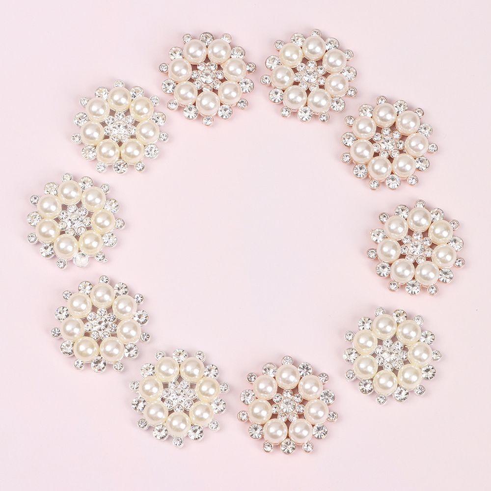 5Pcs Fashion Hairpin Bag Crystal Glass Stone Pearl Flower Buttons Rhinestone Buttons Sewing Buttons