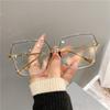 Fashion Oversized Anti-Blue Eyewear Retro Womens Metal Frame Glasses Trend Optical Computer Eyeglasses Retro Flat Light
