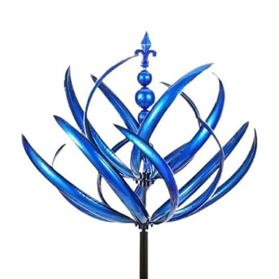 Цветок лотоса, ветровая вертушка, садовая металлическая ветряная мельница, вращение на 360 градусов, устойчивая к ультрафиолетовому излучению, двухслойная, большая ветровая вертушка, декор