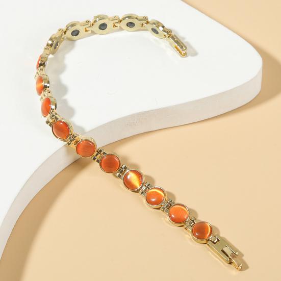 Браслет для магнитной терапии, позолоченный, снимает усталость, ювелирные изделия, блестящий камень «кошачий глаз»